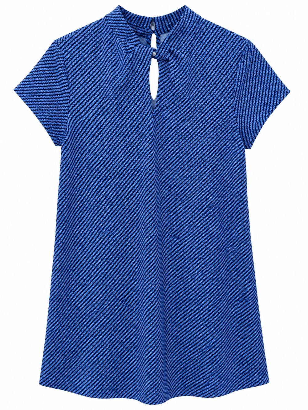 J.McLaughlin Belle Dress Womens Small Blue Geometric Print Mock Neck Keyhole NWT